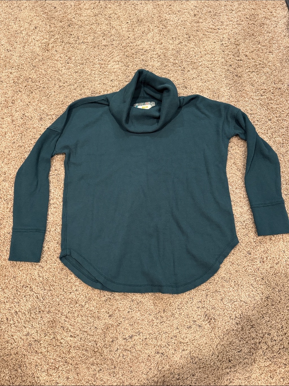 Maeve by Anthropologie Ainsley Thermal Cowl Neck Waffle Top size medium